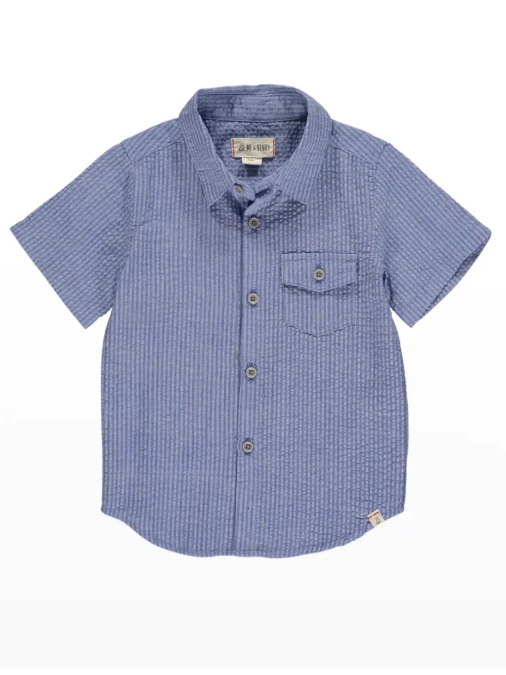 Me & Henry Newport Short-Sleeve Button-Front Shirt in Light Blue seersucker